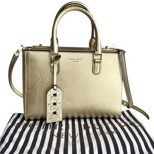 🆕 Henri Bendel Metallic Gold Satchel Shoulder Bag